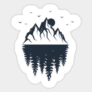 Mountains And Forest. Double Exposure. Geometric Style Sticker